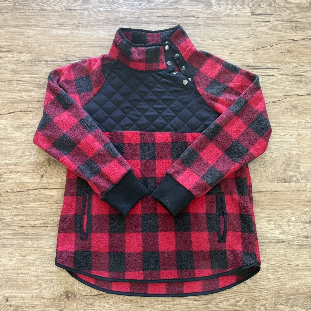 Kyodan Women's‎ Red/Black Outdoor Quilted Fleece Pullover Size Medium